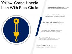 Yellow crane handle icon with blue circle