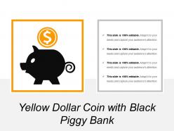 Yellow dollar coin with black piggy bank