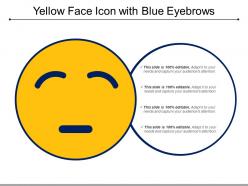 Yellow face icon with blue eyebrows