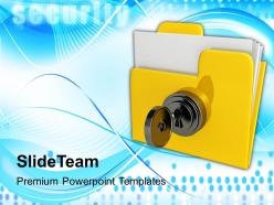 Yellow folder with locked with key powerpoint templates ppt themes and graphics 0213