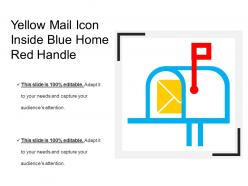 Yellow mail icon inside blue home red handle