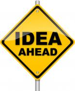 Yellow post for idea ahead concept stock photo