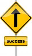 Yellow signpost for success stock photo