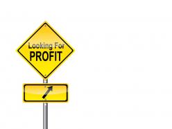 Yellow signpost with profit word stock photo