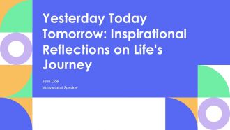 Yesterday Today Tomorrow Inspirational Reflections On Lifes Journey PPT Summary AT
