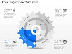 Yf four staged gear with icons powerpoint template