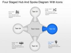 Yg four staged hub and spoke diagram with icons powerpoint template