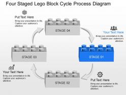 Yh four staged lego block cycle process diagram powerpoint template
