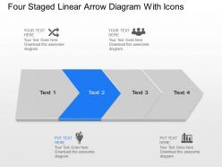 Yj four staged linear arrow diagram with icons powerpoint template