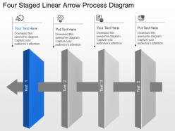 Yk four staged linear arrow process diagram powerpoint template