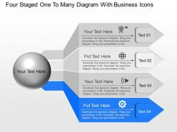 Yl four staged one to many diagram with business icons powerpoint template