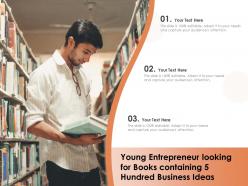 Young Entrepreneur Looking For Books Containing 5 Hundred Business Ideas