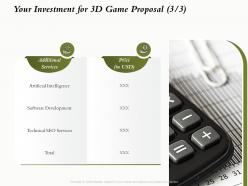 Your investment for 3d game proposal l1638 ppt powerpoint presentation infographic