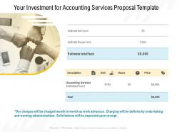 Your investment for accounting services proposal template ppt powerpoint slides vector