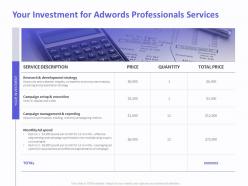Your investment for adwords professionals services ppt example file