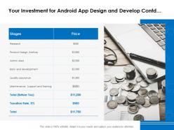 Your investment for android app design and develop contd ppt powerpoint presentation gallery