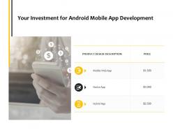 Your Investment For Android Mobile App Development Technology Ppt Powerpoint Presentation Summary Graphic
