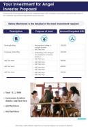 Your Investment For Angel Investor Proposal One Pager Sample Example Document