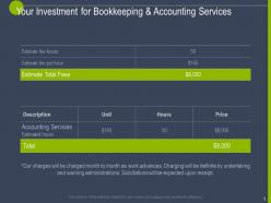Your investment for bookkeeping and accounting services ppt powerpoint slides