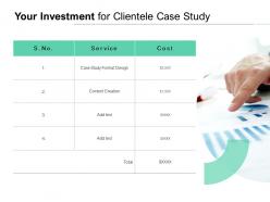 Your Investment For Clientele Case Study Ppt Powerpoint Presentation Icon Picture