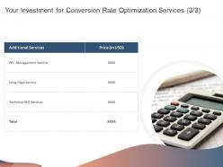 Your investment for conversion rate optimization services ppt powerpoint presentation professional