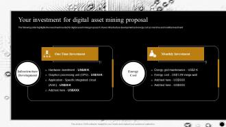 Your Investment For Digital Asset Mining Proposal Ppt Professional Structure