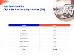 Your Investment For Digital Media Consulting Services Engagement Ppt Clipart