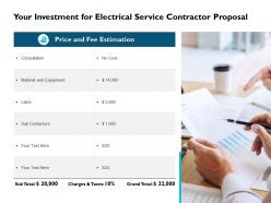 Your Investment For Electrical Service Contractor Proposal Ppt Slides