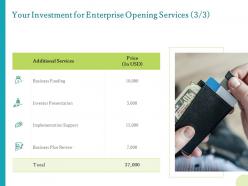 Your investment for enterprise opening services ppt powerpoint presentation outline