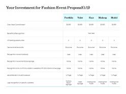 Your Investment For Fashion Event Proposal Valet Ppt Powerpoint