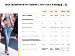 Your investment for fashion show fund raising ppt slides