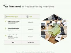 Your investment for freelancer writing job proposal ppt powerpoint ideas portrait