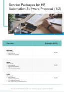 Your Investment For HR Automation Software Proposal One Pager Sample Example Document