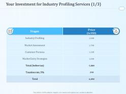 Your investment for industry profiling services l1608 ppt powerpoint pictures show