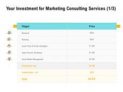 Your investment for marketing consulting services l1438 ppt powerpoint display