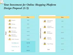Your Investment For Online Shopping Platform Design Proposal Price Ppt Powerpoint Slides