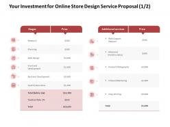 Your Investment For Online Store Design Service Proposal Price Ppt Powerpoint Model