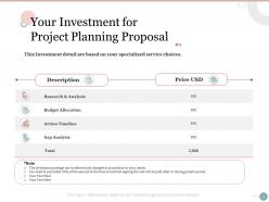 Your investment for project planning proposal ppt powerpoint presentation visual aids pictures