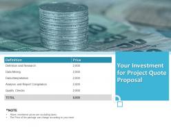 Your Investment For Project Quote Proposal Ppt Powerpoint Presentation Gallery