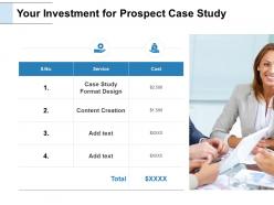 Your Investment For Prospect Case Study Service Ppt Powerpoint Slides