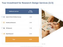 Your investment for research design services ppt powerpoint presentation ideas templates