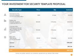 Your investment for security template proposal ppt powerpoint presentation model infographic template