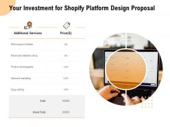Your investment for shopify platform design proposal a822 ppt powerpoint presentation outline