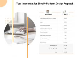 Your investment for shopify platform design proposal ppt powerpoint presentation layouts