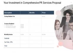 Your Investment In Comprehensive PR Services Proposal Ppt Gallery Slide