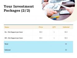 Your investment packages l1431 ppt powerpoint presentation icon good