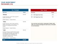 Your Investment Packages Services Ppt Powerpoint Presentation Pictures Slides