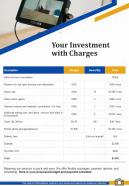 Your Investment With Charges Corporate Photography Proposal Template One Pager Sample Example Document