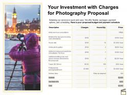 Your investment with charges for photography proposal ppt powerpoint presentation