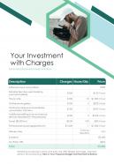 Your Investment With Charges Photography Project Proposal One Pager Sample Example Document